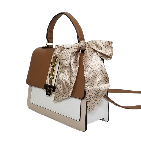 ALDO Womens Anniebrook Satchel in Neutral Colorblock Structured Handbag Purse - Picture 2 of 12